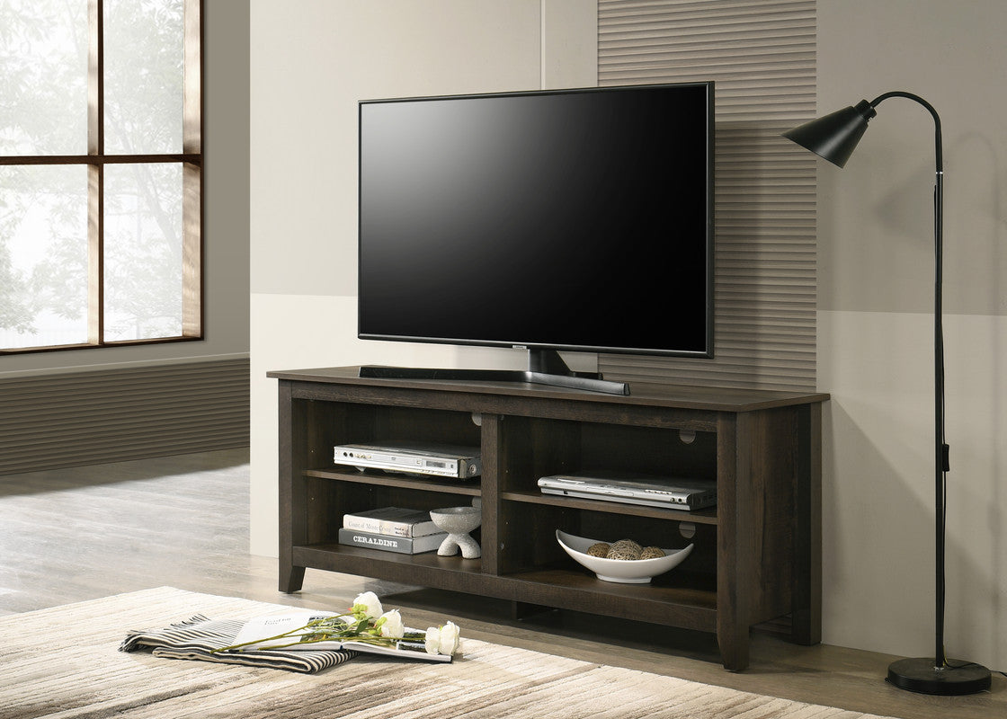 Trove 58" Wide Dark Dusty Oak Finish Tv Stand With Open Shelves And Cable Management Dark Oak 50 59 Inches Particle Board