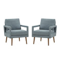 Mid Century Armchair2Pcs, Accent Chair With Wood Legs & Soft Cushion For Living Room, Bedroom, Home Office, Study, Dim Grey Grey Foam Wood Fabric