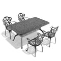 Cushions In Random Colors 5 Piece Set Of Cast Aluminum Patio Furniture With Cushions Yes Dining Set Black Khaki Seats 4 Rust Resistant Frame Water Resistant Cushion Garden & Outdoor Complete Patio Sets Aluminium