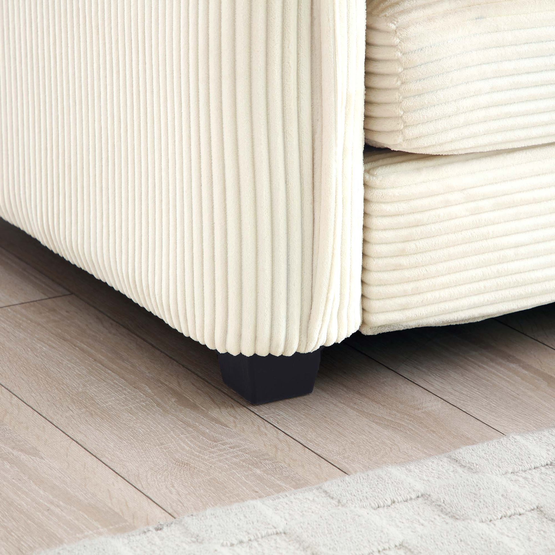 Ottoman Footstool In Corduroy Fabric, Can Be Used With 2 Seater Sofas, 3 Seater Sofas And 4 Seater Sofas, Beige Corduroy Fabric Beige Corduroy