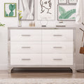 Elegant High Gloss Dresser With Metal Handle,Mirrored Storage Cabinet With 6 Drawers For Bedroom,Living Room,White White Mdf