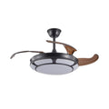 Modern Minimalist Invisible Ceiling Fan Light Retractable Fan With Led Fixtures For Living Room, Bedroom And Dining Room Black Acrylic Iron