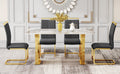 Table And Chair Set, Rock Plate Table Top, Gold Metal Table Legs, Stable And Beautiful, Suitable For Most Home Styles. Modern Simple Dining Table, Comfortable Seating. Grey Gold Seats 4 Sintered Stone