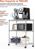 Heavy Duty 3 Shelf Shelving With Wheels, Adjustable Storage Units, Steel Organizer Wire Rack, Chrome Chrome Steel