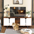 Cat Litter Box Enclosure For 2 Cats, Double Hidden Litter Box Furniture Large Cat Washroom, Indoor Cat House Cabinet Tv Stand End Table, White Vintage White Vintage Particle Board