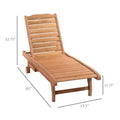 Outsunny Outdoor Chaise Lounge Pool Chair, Built In Table, Reclining Backrest For Sun Tanning Sunbathing, Rolling Wheels, Red Wood Look Natural Wood Wood