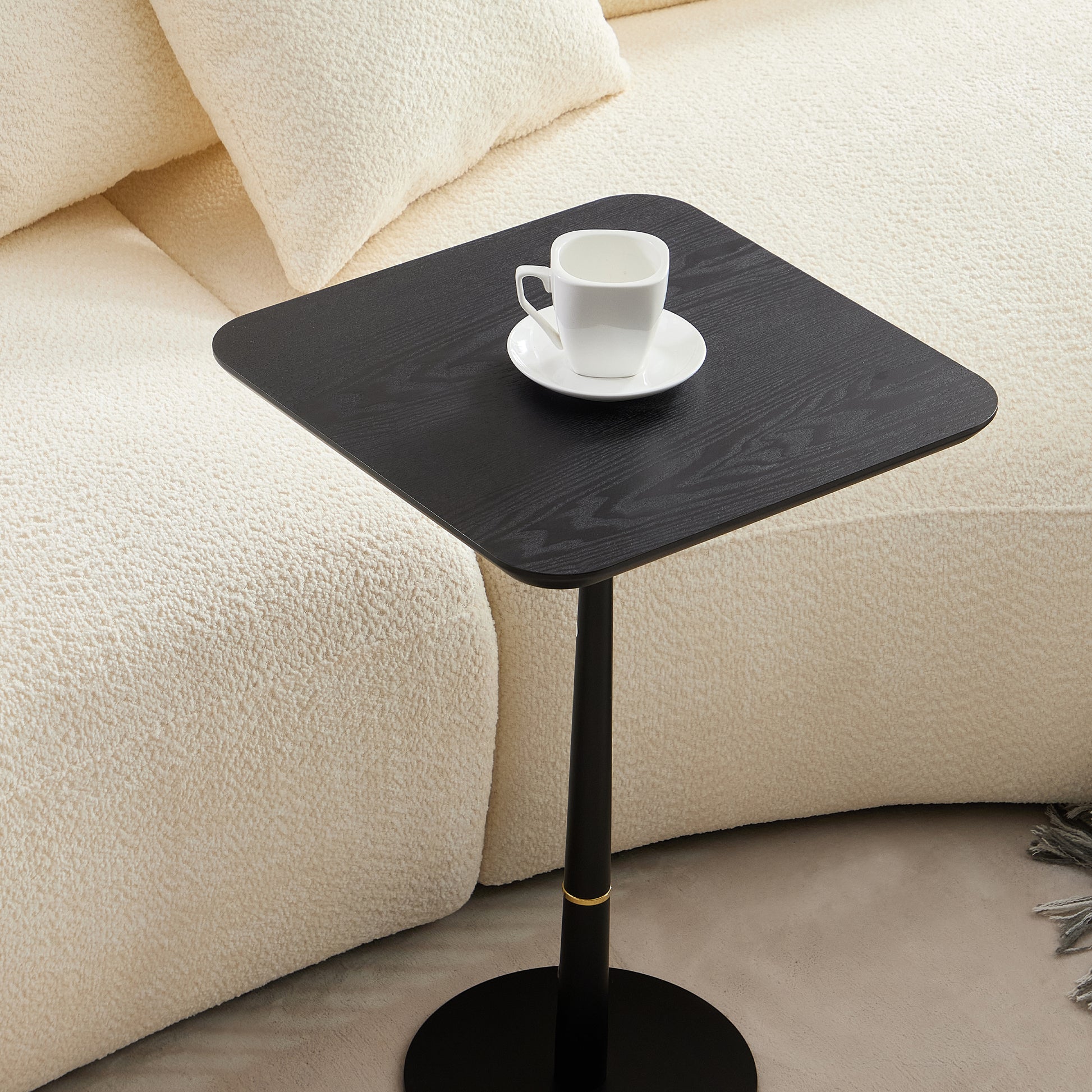 Mdf With Metal Feet, Square, Located In Living Space And Lounge Area, Coffee Table, Computer Desk, Black, 15.74"D X23.77"H Black Gold Primary Living Space Casual,Chinese Freestanding Coffee & End