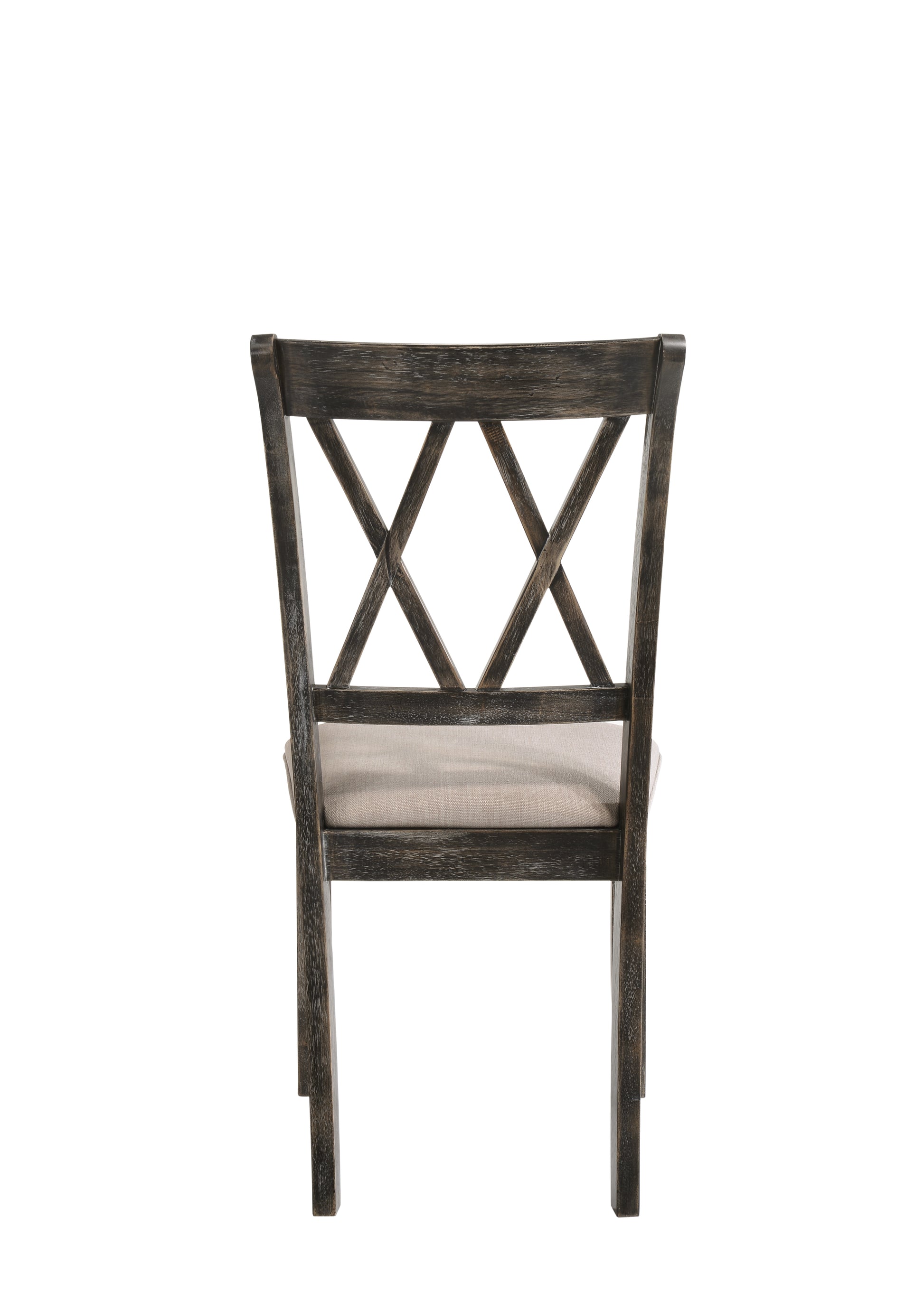 Claudia Ii Beige Fabric & Weathered Gray Finish Side Chair Set Of 2 Beige,Gray Fabric,Synthetic Wood
