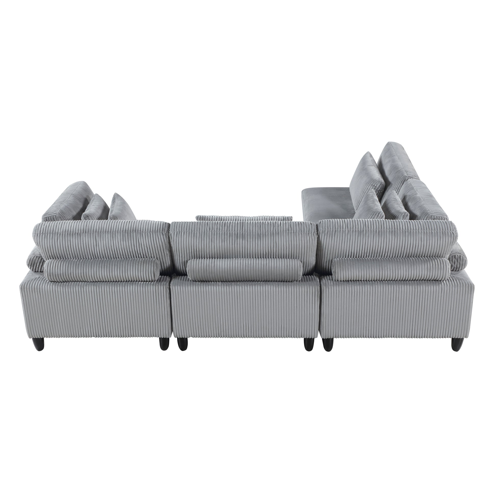 Living Room Furniture 4 Piece Modular Sectional Sofa Set Gray Corduroy Soft Cushion Pillows Solid Wood Legs Gray Primary Living Space Contemporary,Modern Plywood,Solid Wood 4 Seat