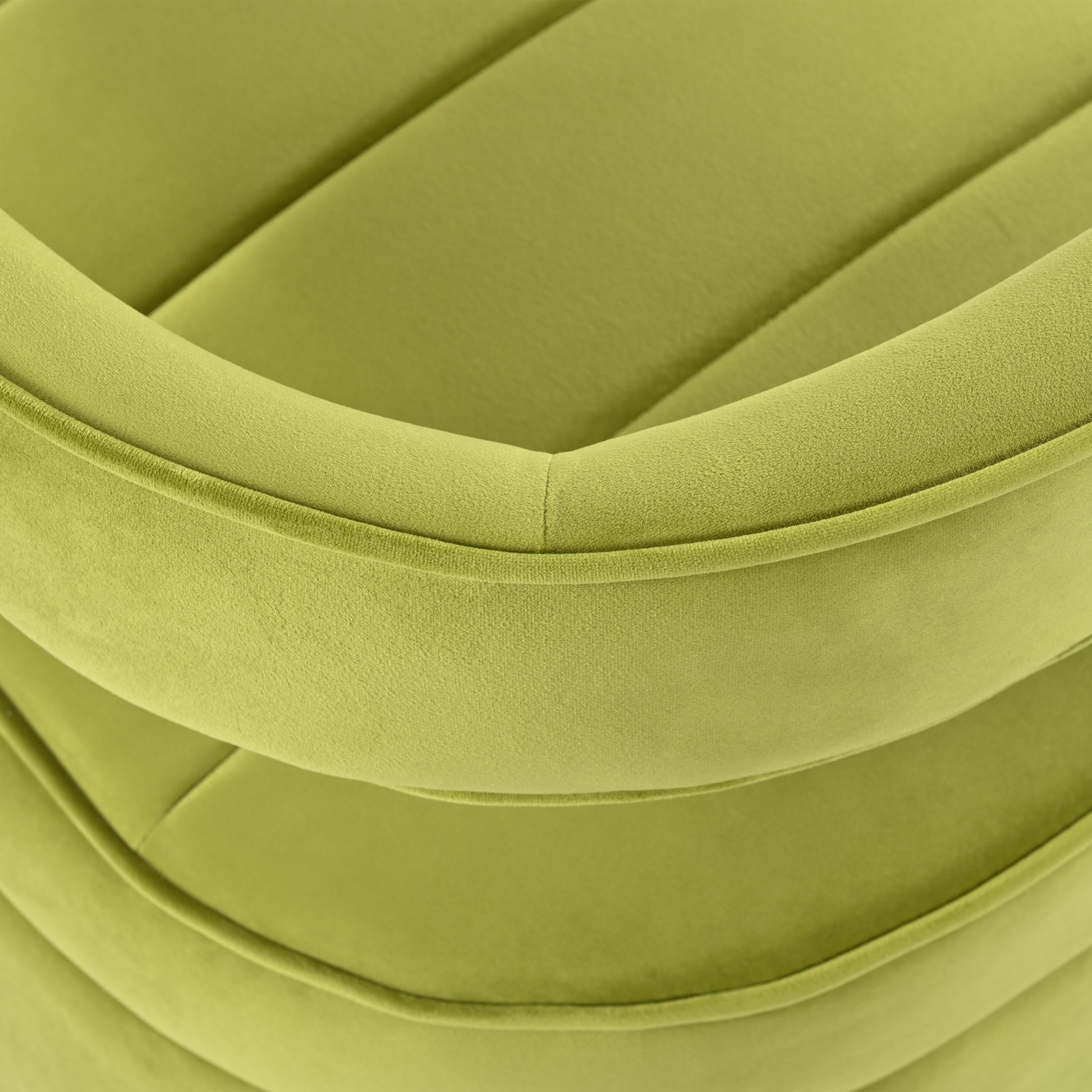Modern Velvet Accent Chair With Ribbed Detail, Luxury Curved Fully Upholstered Accent Chair, Green No Assembly Needed Green Velvet