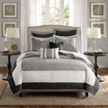 7 Piece Quilt Set With Euro Shams And Throw Pillows Black Full Queen Full Black Cotton