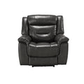 Grey Power Recliner With Usb Port Grey Faux Leather Manual Push Button Metal Primary Living Space Tight Back Push Button Pillow Top Arms Wood Fabric