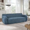 81.5'' Minimalist Curved Upholstered Sofa, 3 Seat Modular Casual Sofa For Living Room, Bedroom, And Apartments Dark Blue Polyester 3 Seat