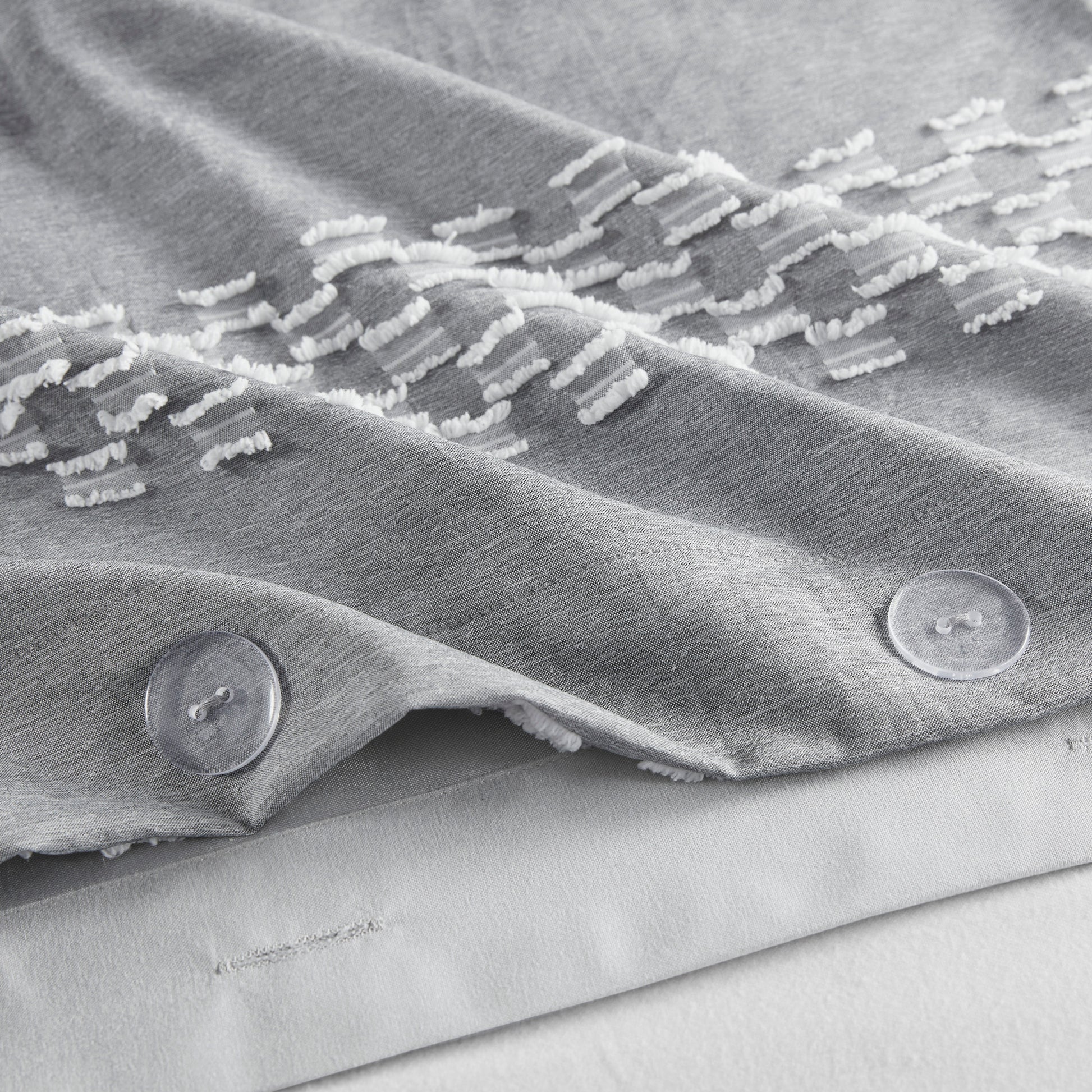 3 Piece Clipped Jacquard Duvet Cover Set King Gray Polyester