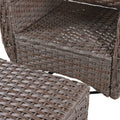 K&K 5 Pieces Outdoor Patio Furniture Set With Pet House Cool Bar And Retractable Side Tray, Rattan Wicker Patio Swivel Rocking Chairs Set Of 2 With Ottomans For Backyard, Porch, Balcony, Beige Yes Rocker & Glider Brown Beige Seats 2 Weather Resistant