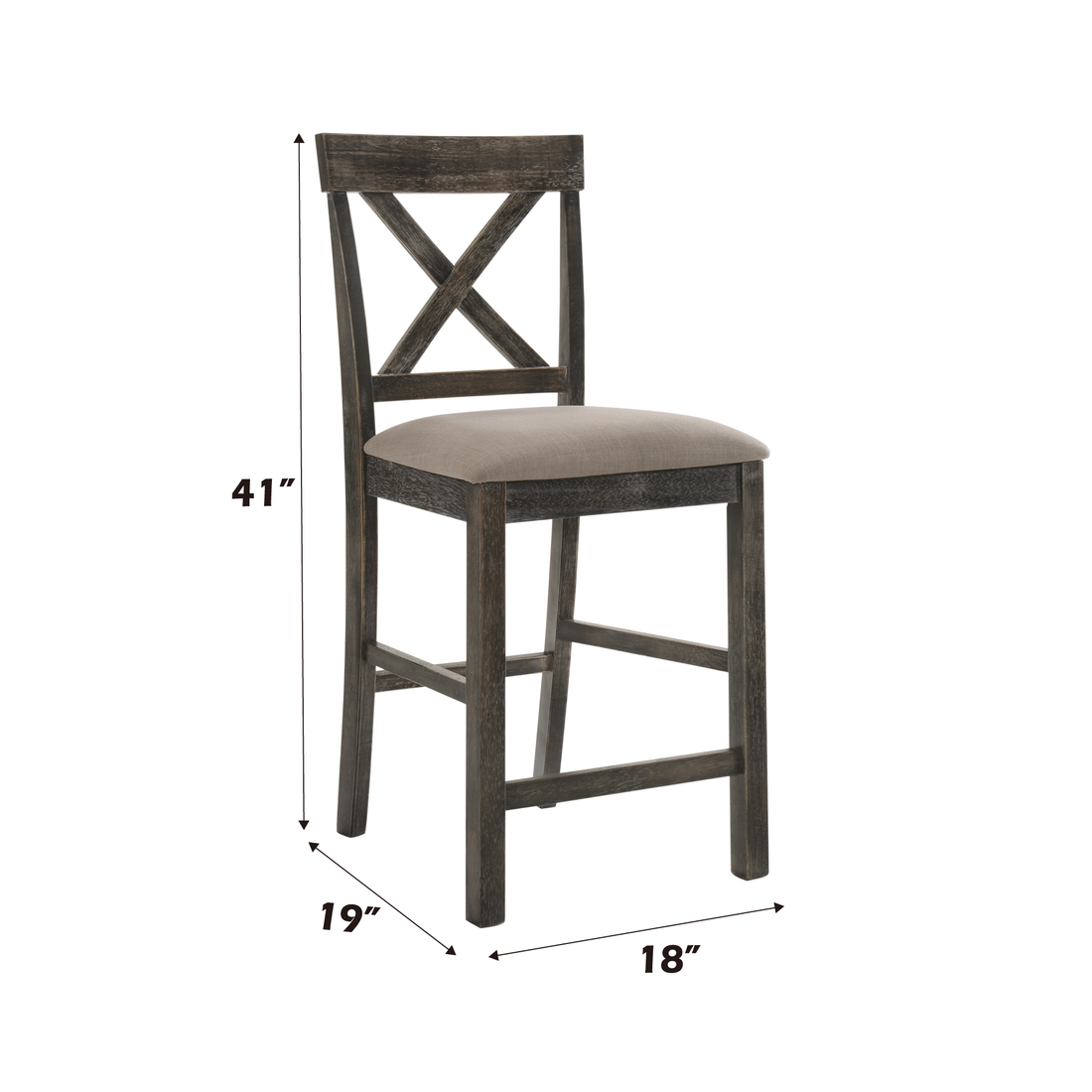 Martha Ii Tan Linen & Weathered Gray Finish Counter Height Chair Set Of 2 Gray,Tan Linen,Synthetic Wood