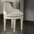 Ivory Swivel Vanity Chair With Tufted Back Ivory Primary Living Space Faux Leather