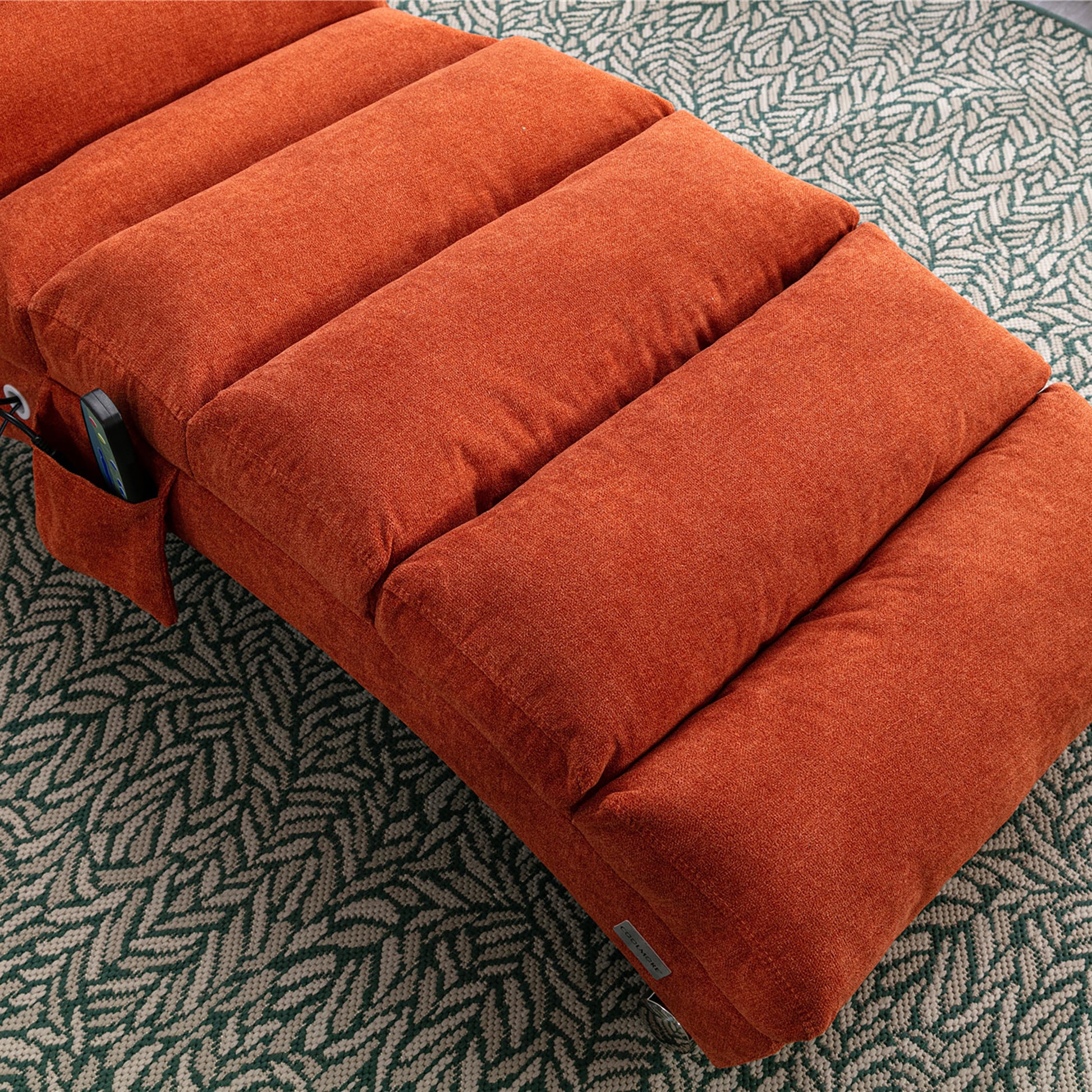 Coolmore Linen Massage Chaise Lounge Indoor With Remote Control,Ergonomic Electric Massage Long Lounger With 5 Modes For Office, Living Room,Bedroom Orange Orange Foam Linen