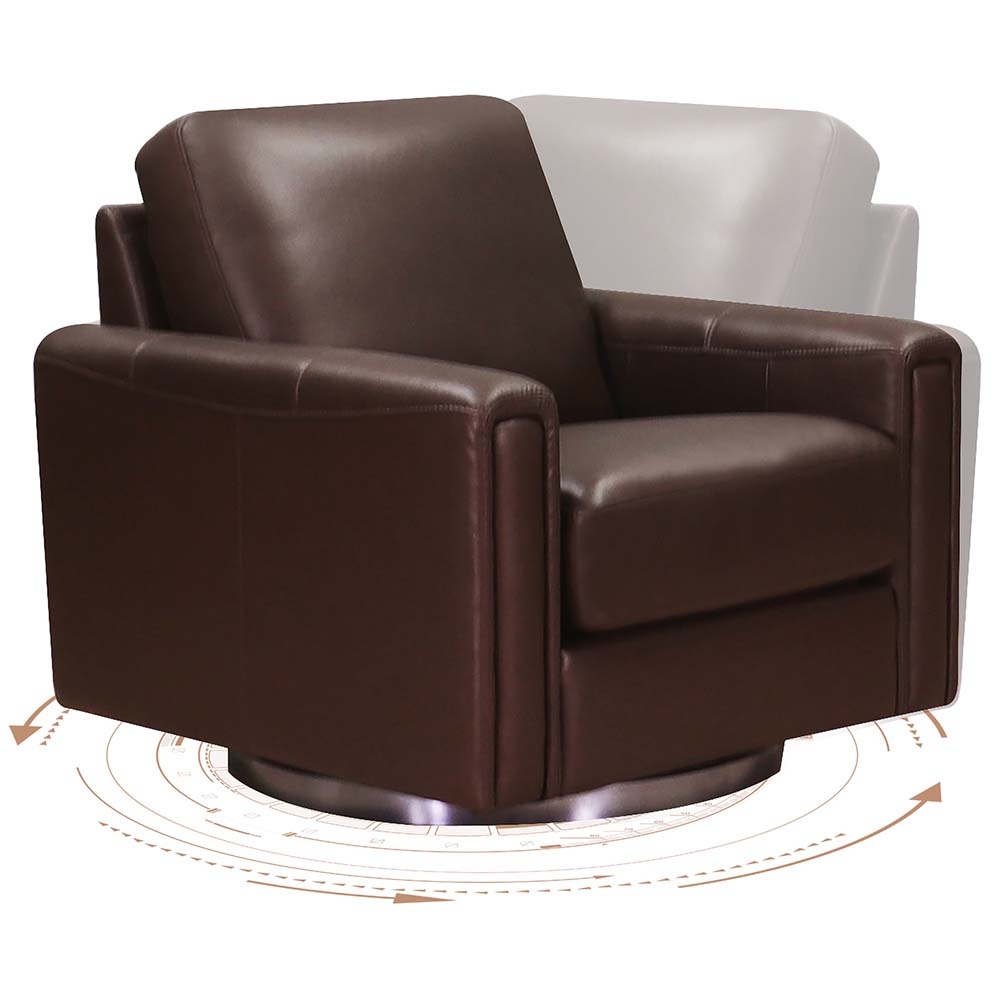 Hayward Swivel Leather Chair Chestnut Memory Foam Genuine Leather