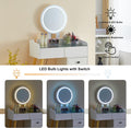 Dressing Table With Led Lights Glass Top Dressing Table With Extendable Side Table 5 Drawers Dressing Table With Mirror And Stool For Bedroom White Drawer 5 Drawers & Above Bedroom Modern Mirror Included White Particle Board Mdf