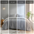 3 Piece Cotton Jacquard Comforter Set Gray Full Queen Queen Gray Cotton