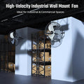 20 Inch High Velocity 3 Speed, Black Wall Mount Fan Black Metal