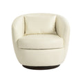 Upholstered Swivel Barrel Armchair With Storage Modern Living Room Side Chair For Bedroom Office Reading Spaces Pu Light Beige Light Beige Foam Upholstered