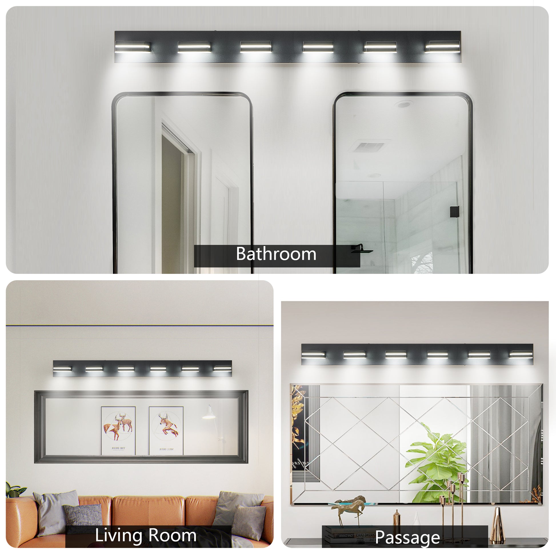 Modern Black Led Vanity Light, 6 Lights Wall Sconce For Bathroom And Mirror, Sleek Minimalist Design, Energy Efficient, Easy To Install Black Iron