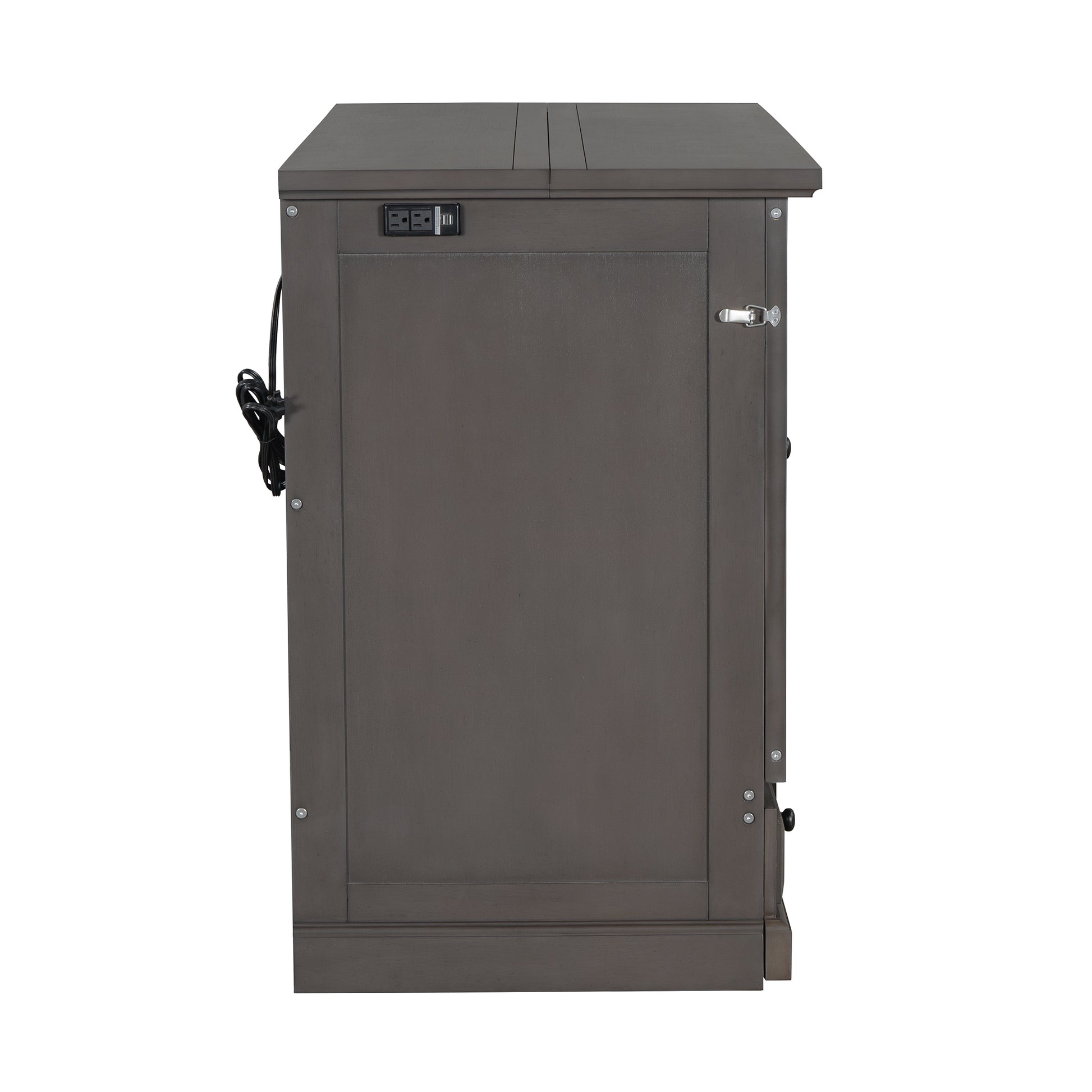 Solid Pine Murphy Bed Chest Cube Cabinet Bed With Charging Station And Large Storage Drawer For Home Office Or Small Room,Full,Gray Box Spring Not Required Full Gray Wood Gray Pine Murphy Solid Wood Mdf