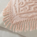 Tufted Cotton Chenille Medallion Fringe Coverlet Mini Set Blush King Cal King King Blush Cotton