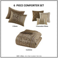 6 Piece Jacquard Comforter Set With Throw Pillows King Cal King Multicolor Polyester