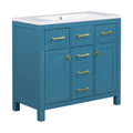 36'' Bathroon Vanity With Resin Sink Combo Set,Modern Freestanding Single Bathroom Cabinet With 4 Drawers & 2 Cabinets,Storage Cabinet For Bathroom, Solid Wood Frame Vanity Set Same As Sw000130Aac