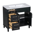 36'' Bathroom Vanity With Top Resin Sink, Freestanding Bathroom Storage Cabinet With 2 Drawers And A Tip Out Drawer, Solid Wood Frame Vanity Set, Height Adjustable Shelf Black Bathroom Solid Wood