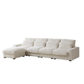 128 Inch Corduroy With Cup Holder Super Large L Shaped Sofa, Movable Footrest, Four Waist Pillows And Four Back Cushion, With Usb Port And T Pyce Port Beige Corduroy 3 Seat