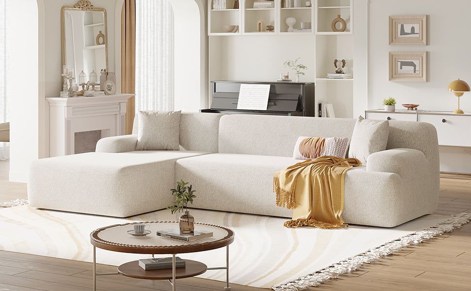 Modern Large L Shape Modular Sectional Sofa For Living Room, Bedroom, Salon, 2 Piece Free Combination, Simplified Style Old Sku:Wy000356Aaa Beige Polyester 3 Seat