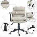 Homcom Pu Leather Office Chair, Office Desk Chair, Task Computer Chair With Swivel Wheels, Adjustable Height, Double Tier Padded, Light Gray Light Gray Faux Leather