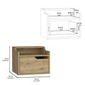 Winchester Floating Nightstand, Modern Dual Tier Design With Spacious Single Drawer Storage, Macadamia Brown Solid Wood Mdf Engineered Wood