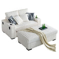 61.42Inch Square Arm Loveseat With Ottoman, 2Pcs Back Cushions And 4Pcs Toss Pillows, Cup Holder,Bluetooth Speaker,Wireless Charger,Usb Ports For Living Room And Bedroom,Beige Beige Polyester Wood Primary Living Space Soft Loose Back Modern Pine Square