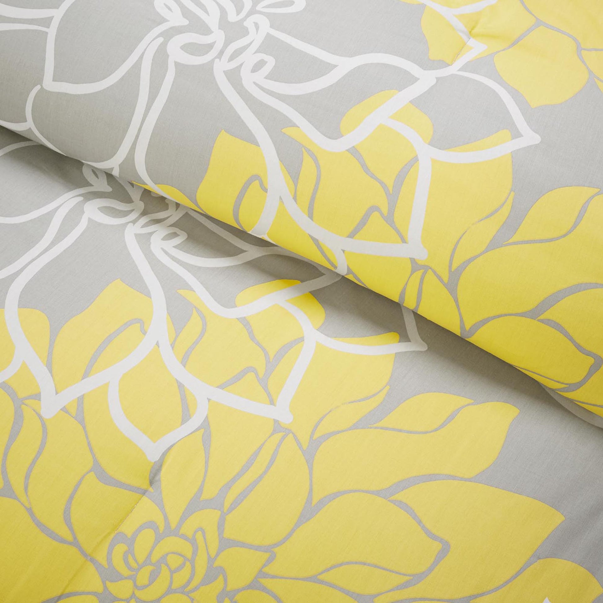 Printed Cotton Sateen Comforter Set Taupe Grey Yellow King King Yellow Grey Polyester