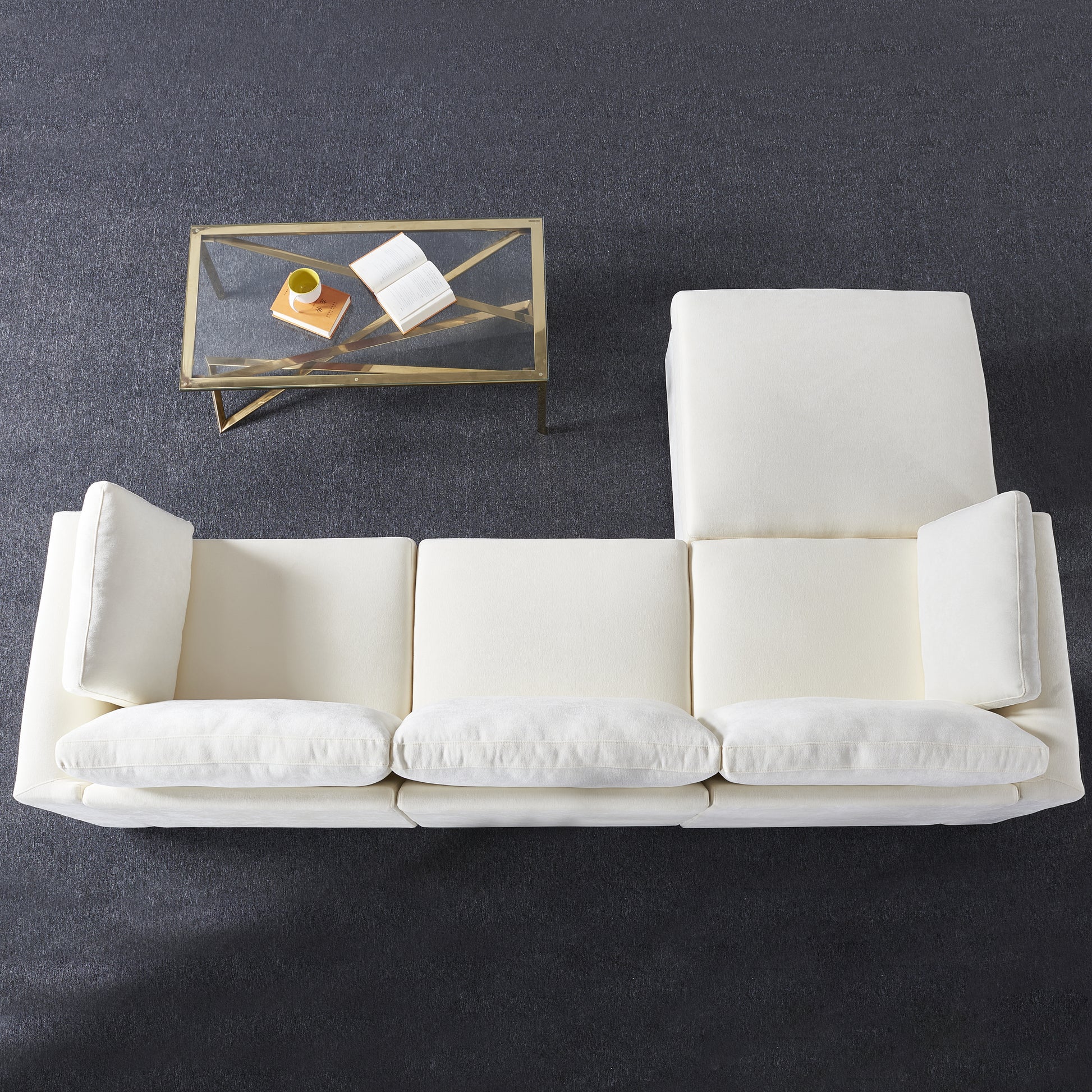 Modular Sofa Whitechenille Fabric, Simple And Grand, The Seat And Back Is Very Soft. This Is Also A Knock Down Sofa Creamy White White Chenille Wood Primary Living Space Medium Firm Light Duty Victorian Rectangle Acacia Rolled Arms Chenille 4 Seat
