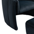 Coolmore Accent Chair With Ottoman, Mid Century Modern Barrel Chair Upholstered Club Tub Round Arms Chair For Living Room Bedroom Office Black Velvet Black Foam Velvet