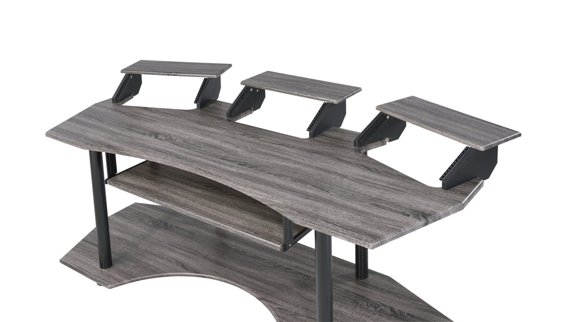 83" Eleazar Black Oak Finish Music Recording Studio Desk Dark Oak Synthetic Wood