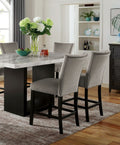 Attractive Set Of 2Pc Counter Height Chairs Dining Room Furniture Gray Flannelette Seat Trim Kitchen Breakfast Black,Light Gray Dining Room Modern,Transitional Dining Chairs Rubberwood Solid Back