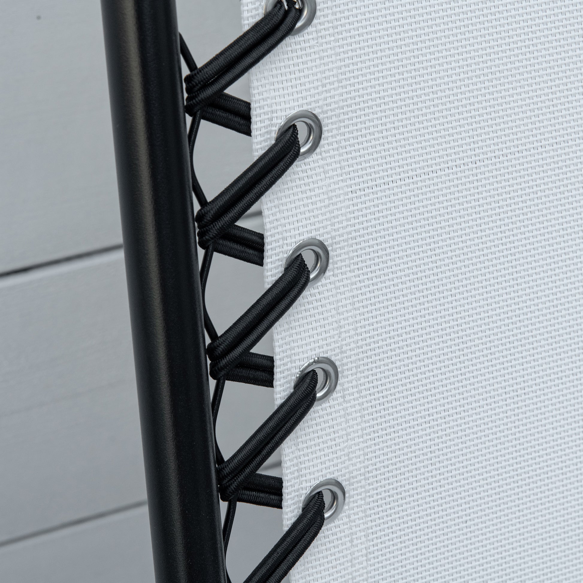 Outsunny Set Of 2 Patio Folding Chairs, Outdoor Bungee Sling Chairs W Armrests, Portable Lawn Chairs For Camping, Garden, Pool, Beach, Backyard, Cream White White Steel