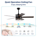 52 Inch 5 Blade Lighted Ceiling Fan With Remote Controlglass Shade Optional Remote Matte Black Matte Black American Design,American Traditional,Classic,Contemporary,Farmhouse Plywood Metal