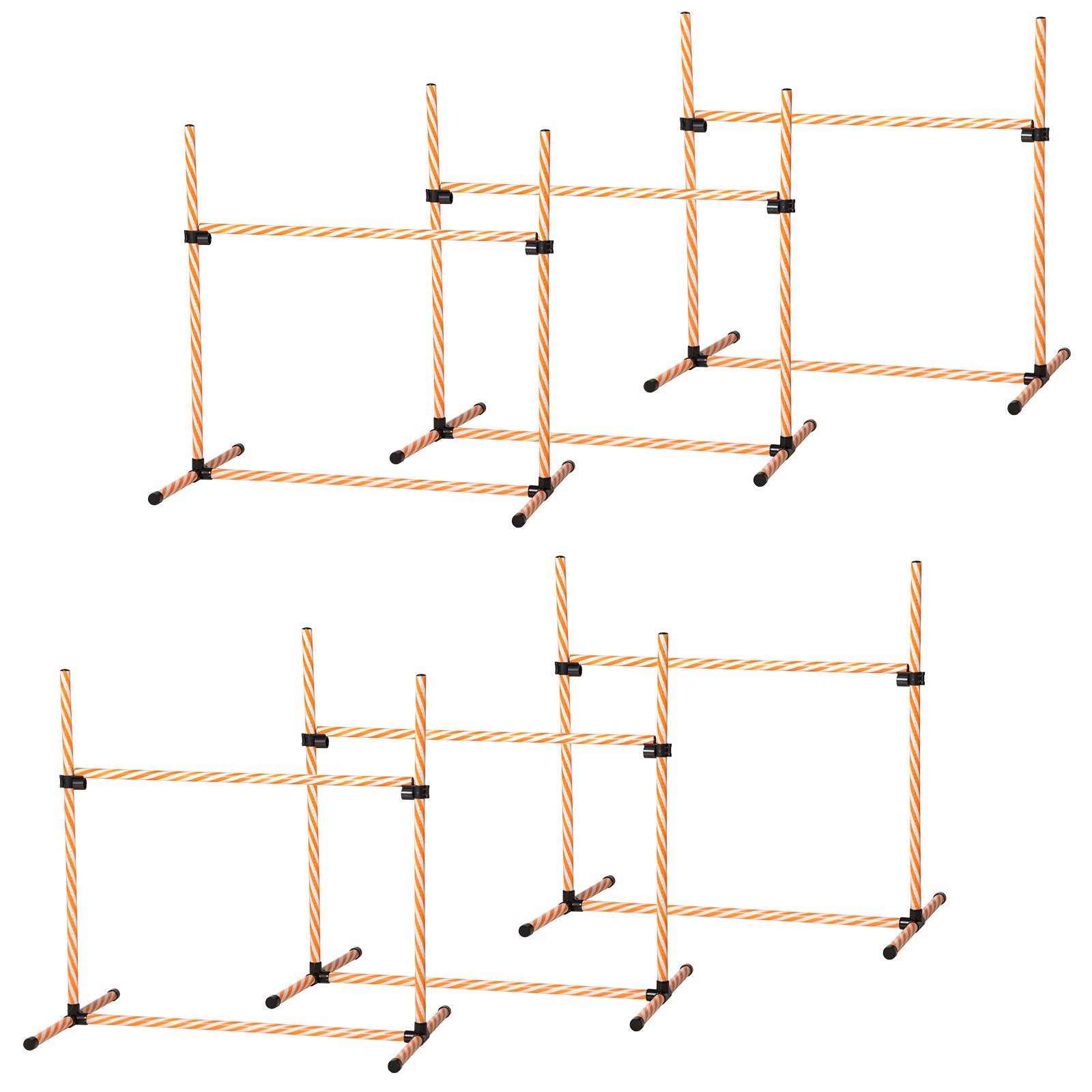 Pawhut 6 Piece Dog Agility Training Equipment With Hurdle Bag And Whistle, Orange And White Orange Plastic