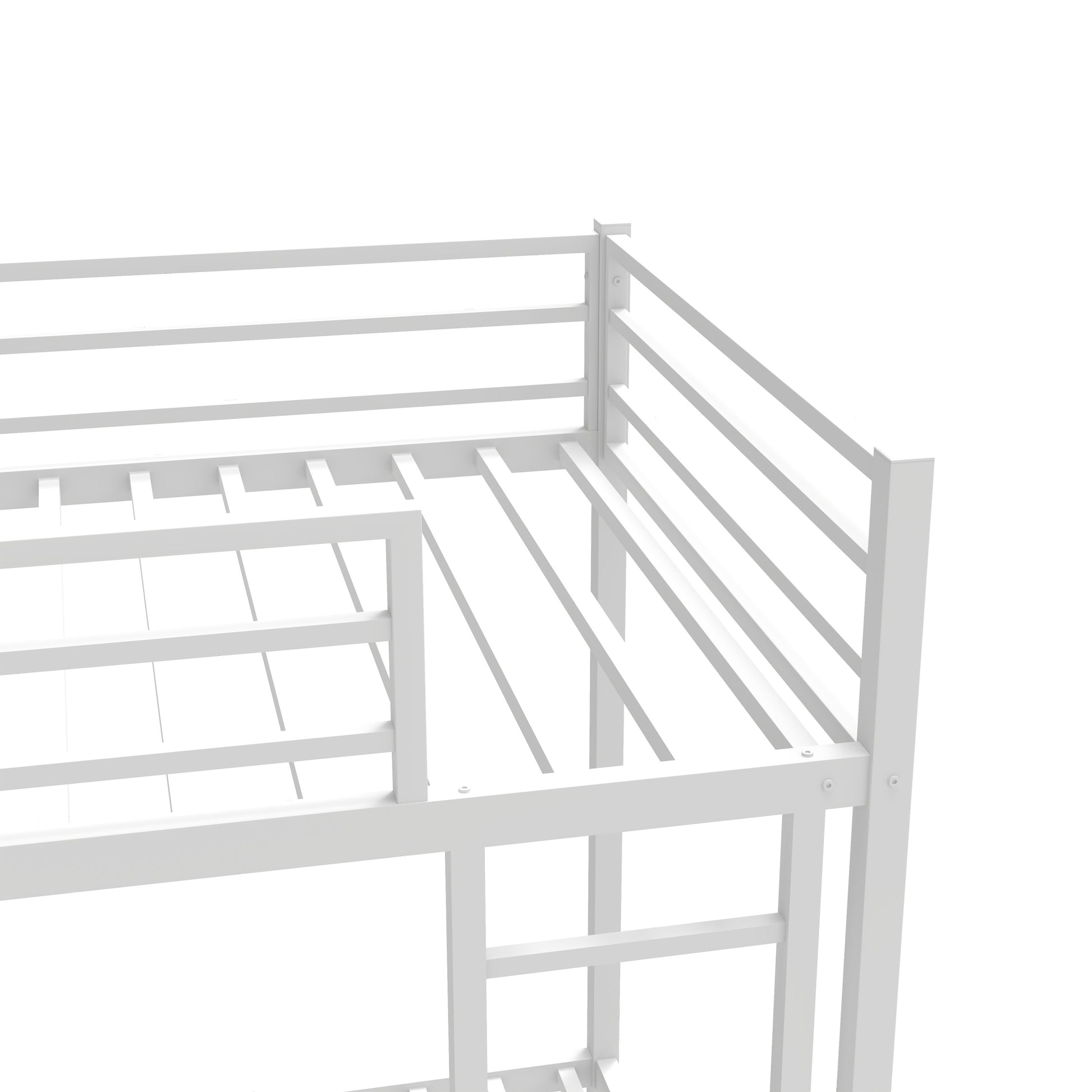 Metal Twin Over Twin Bunk Bed Heavy Duty Sturdy Metal Noise Reduced Safety Guardrail No Box Spring Needed,White Twin White Metal Metal