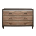 Modern Rustic Style 1Pc Dresser Of 6X Drawers 2 Tone Finish Wooden Bedroom Furniture Brown Bedroom Wood