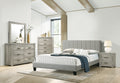1Pc Eastern King Size Bed Beautiful Gray Polyfiber Vertical Tufted Hb Platform Bedframe Slats Bedroom Furniture Box Spring Not Required King Grey,Light Gray Wood Bedroom Modern,Transitional