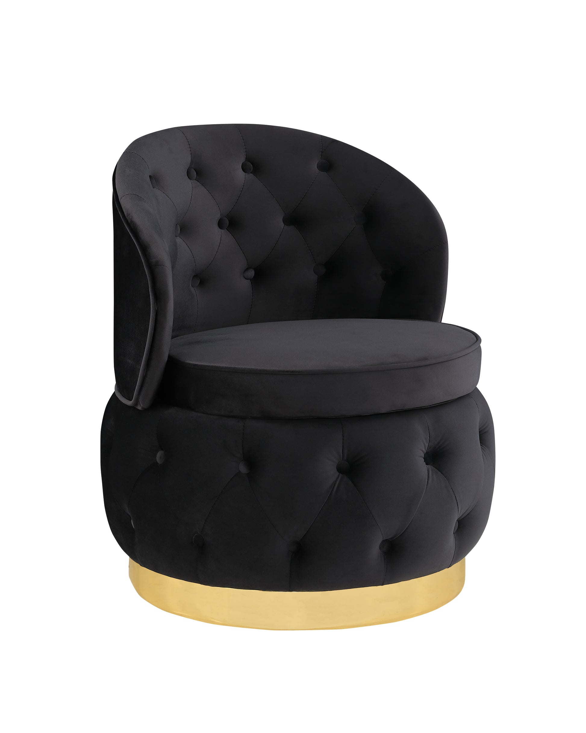 360 Degree Swivel Cuddle Barrel Accent Storage Chairs Black Velvet